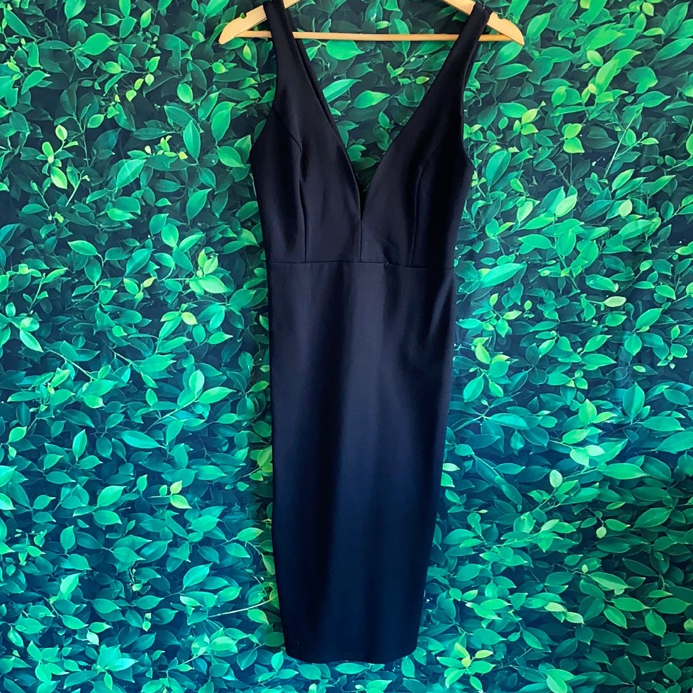 Black double strap midi dress